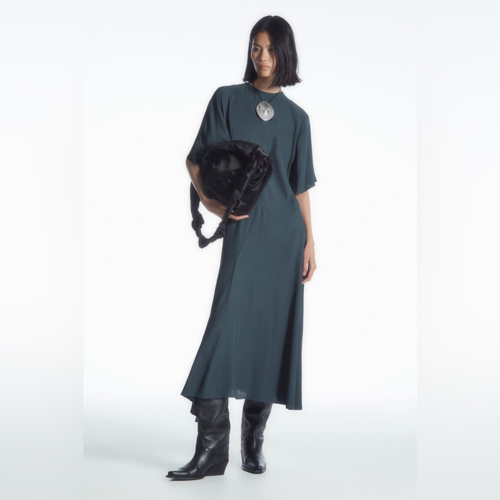 Cos asymmetric draped midi dress Sz 6
